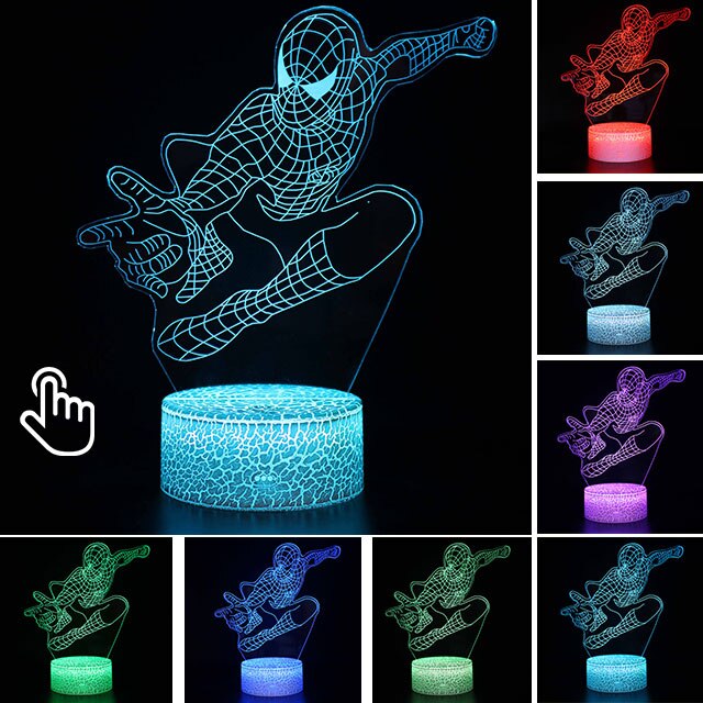 Spider Man Lampe mit magischen 3D Effekt und Farbwechsel bis zu 7 Farben kaufen