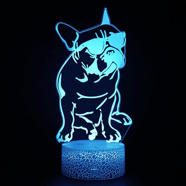 Nacht Lampe mit Bulldoggen Motiv und Farbwechsel kaufen