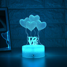 Lade das Bild in den Galerie-Viewer, Romantisches 3D-LED Nachtlicht - Illusionslampe „Love“ für Kinder und Erwachsene mit Herz-Ballons kaufen
