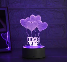 Lade das Bild in den Galerie-Viewer, Romantisches 3D-LED Nachtlicht - Illusionslampe „Love“ für Kinder und Erwachsene mit Herz-Ballons kaufen
