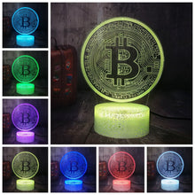 Lade das Bild in den Galerie-Viewer, Bitcoin 3D LED Licht Lampe Nachtlicht mit Farbwechsel kaufen
