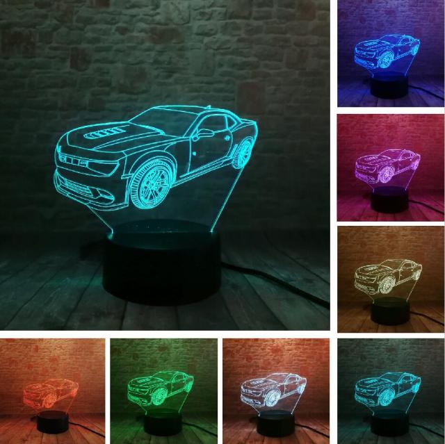 Camaro Multicolor 3D Lampe - bis zu 7 Farben - Camaro / 3 Farben Schalter