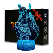 Lade das Bild in den Galerie-Viewer, Star Wars Mandalorian Nachtlicht Lampe mit 3D Effekt kaufen
