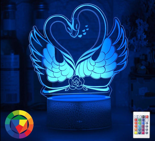 Romantisches Deko Lampe Nachlicht mit Schwan Herz Liebe Motiv kaufen