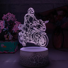 Lade das Bild in den Galerie-Viewer, Nacht- oder Dekolampe mit Motorrad Rennfahrer Motiv kaufen
