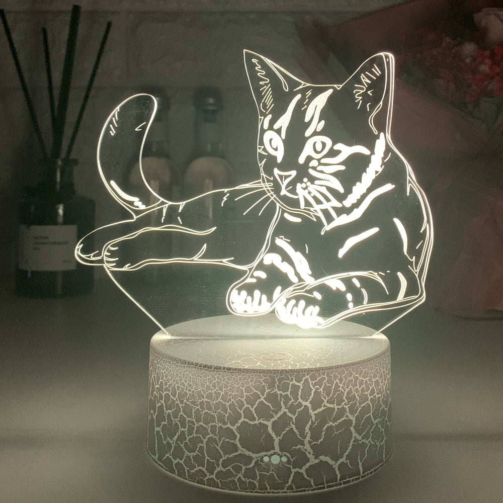 Katzen Lampe, Nachtlicht 3D Bild inkl. Farbwechsel mit