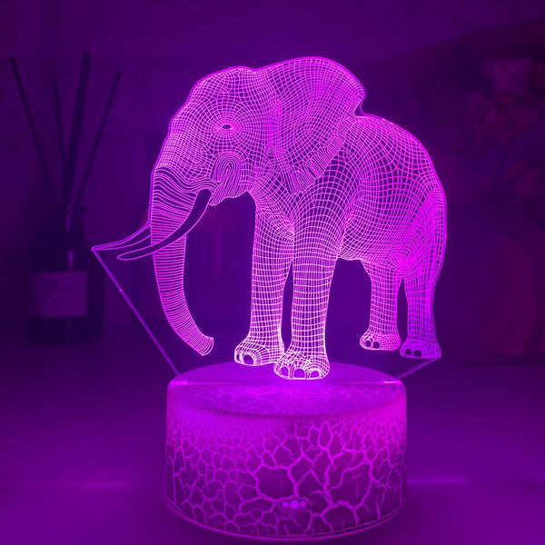 Elefanten Farbwechsel mit und Lampe Lumilights Nachtlicht Motiv – Nacht