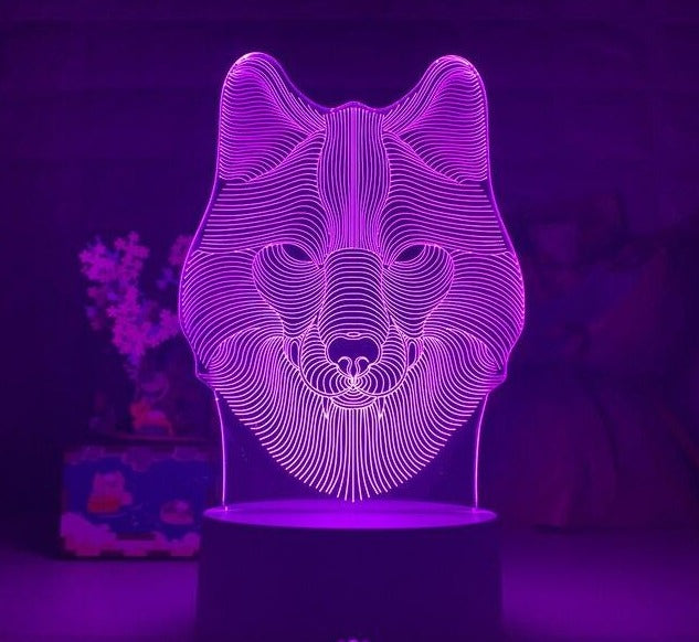 Deko Lampe Nachtlicht mit Wolf Motiv - Leuchtet in verschiedenen Farben kaufen