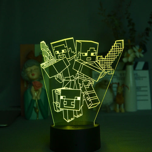 Minecraft Nacht Licht Deko Lampe 3D Illusion und Farbwechsel kaufen