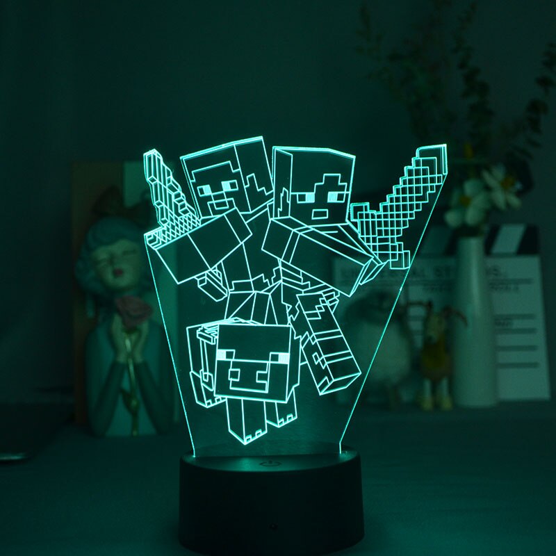 Minecraft Nacht Licht Deko Lampe 3D Illusion und Farbwechsel – Lumilights
