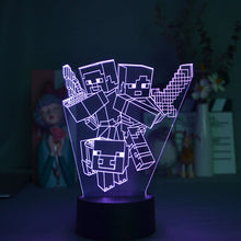 Lade das Bild in den Galerie-Viewer, Minecraft Nacht Licht Deko Lampe 3D Illusion und Farbwechsel kaufen
