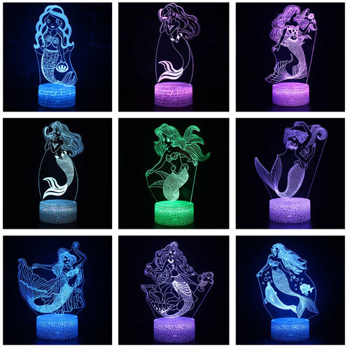 3D-Nachtlicht Die kleine Meerjungfrau, Ariel Nacht Lampe kaufen
