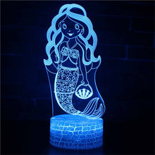 Lade das Bild in den Galerie-Viewer, 3D-Nachtlicht Die kleine Meerjungfrau, Ariel Nacht Lampe kaufen
