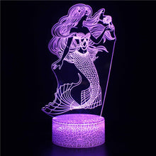 Lade das Bild in den Galerie-Viewer, 3D-Nachtlicht Die kleine Meerjungfrau, Ariel Nacht Lampe kaufen
