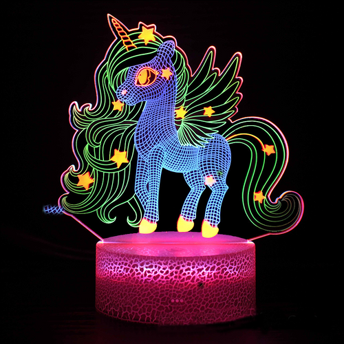 Buntes 3D Nachtlicht mit Einhorn Motiv kaufen