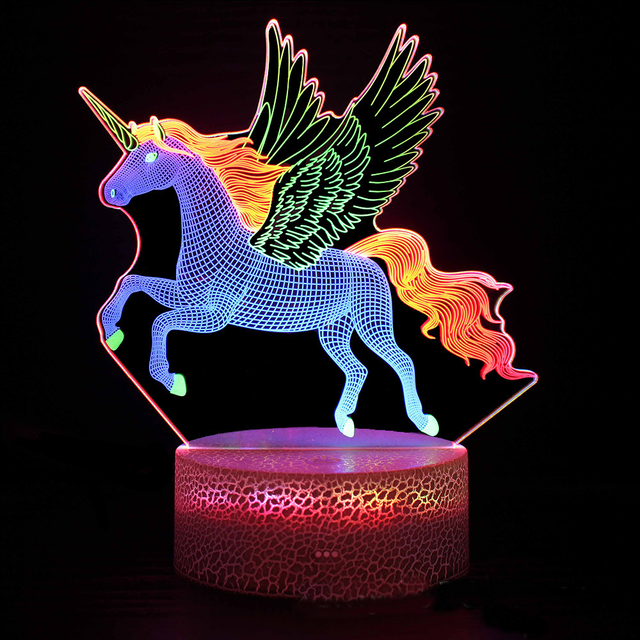 Buntes 3D Nachtlicht mit Einhorn Motiv kaufen