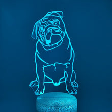 Lade das Bild in den Galerie-Viewer, 3D LED Nacht Licht mit Mops Motiv kaufen
