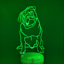 Lade das Bild in den Galerie-Viewer, 3D LED Nacht Licht mit Mops Motiv kaufen
