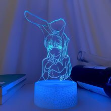 Lade das Bild in den Galerie-Viewer, 3D LED Nachtlicht Bunny Girl Senpai Mai Sakurajima Anime Lampe kaufen
