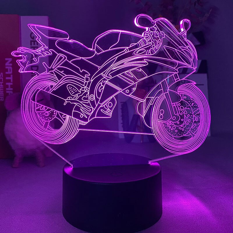 LED Nacht oder Deko Lampe mit Renn Motorrad Motiv – Lumilights