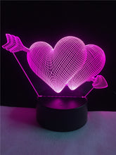 Lade das Bild in den Galerie-Viewer, Romantische Lampe mit Herz Motiv, Farbwechsel und 3D Effekt kaufen
