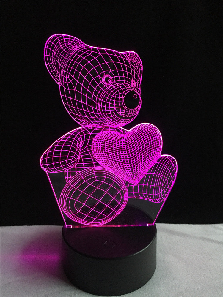 Teddy Bär mit Herz Lampe - 3D Effekt - Farbwechsel - bis zu 7 Farben kaufen