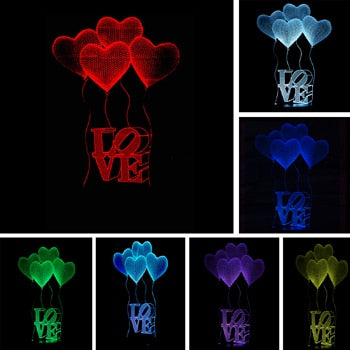 Romantische 3D LED Lampe - Love mit Herz Motiv - Tischlampe - Magischer Farbwechsel kaufen