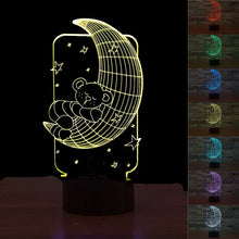 Lade das Bild in den Galerie-Viewer, Teddybär auf dem Mond Lampe - 3D Effekt - Farbwechsel - bis zu 7 Farben kaufen
