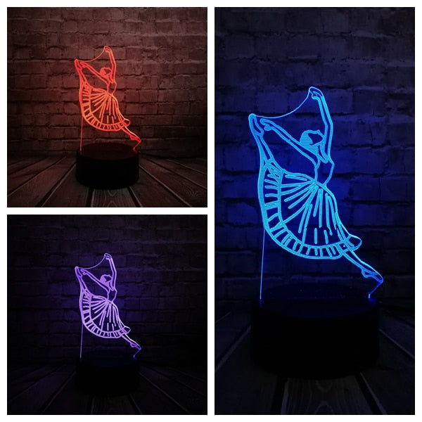 3D LED Lampe - Tänzerin mit bis zu 7 Farben Farbwechsel Effekt kaufen