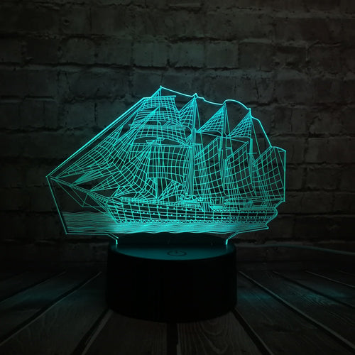 Segelschiff Lampe mit magischen 3D Effekt und Farbwechsel kaufen