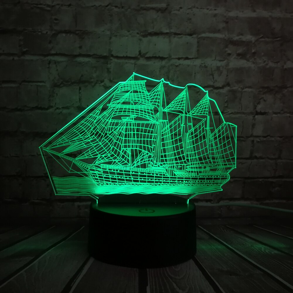 Segelschiff Lampe mit magischen 3D Effekt und Farbwechsel – Lumilights