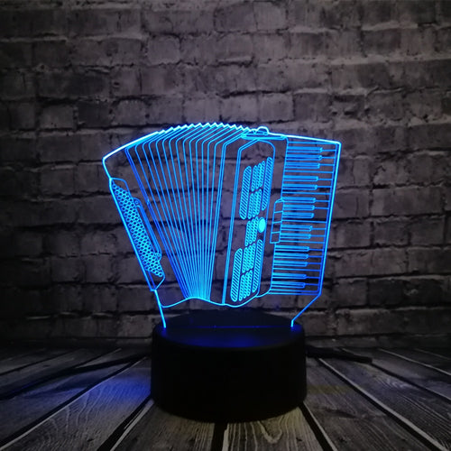 Akkordeon 3D LED Lampe - Farbwechsel Effekt - Nachtlicht - Tischlampe kaufen