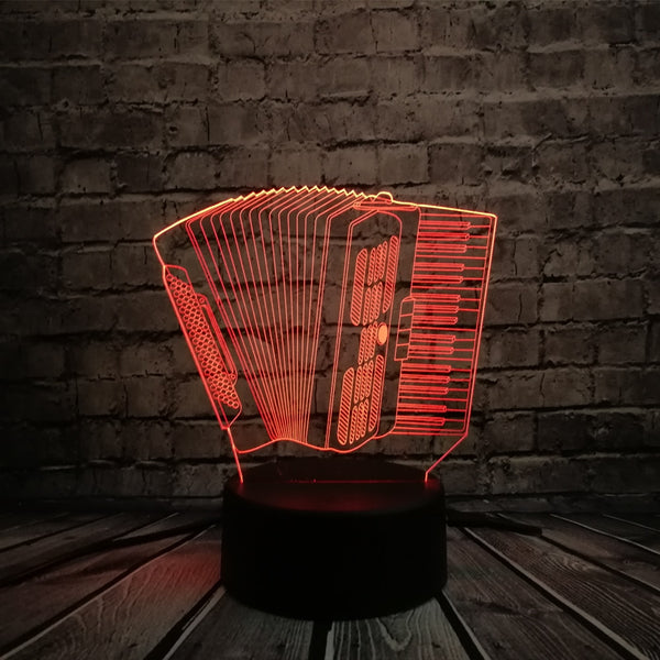 Akkordeon 3D LED Lampe - Farbwechsel Effekt - Nachtlicht - Tischlampe