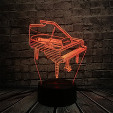 Lade das Bild in den Galerie-Viewer, Klavier / Piano 3D LED Lampe mit Farbwechsel Effekt - Nachtlicht - Tischlicht kaufen
