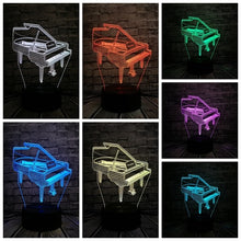 Lade das Bild in den Galerie-Viewer, Klavier / Piano 3D LED Lampe mit Farbwechsel Effekt - Nachtlicht - Tischlicht kaufen
