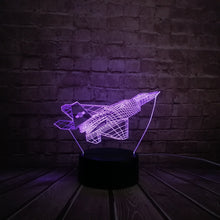Lade das Bild in den Galerie-Viewer, Kampfflugzeug / Düsenjäger 3D Lampe mit Farbwechsel - Nachtlampe, Tischlampe kaufen
