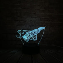 Lade das Bild in den Galerie-Viewer, Kampfflugzeug / Düsenjäger 3D Lampe mit Farbwechsel - Nachtlampe, Tischlampe kaufen
