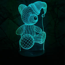 Lade das Bild in den Galerie-Viewer, Teddybär mit Herz u. a. 3D LED Lampe - Farbwechsel mit 7 Farben kaufen
