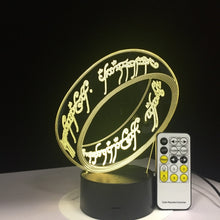 Lade das Bild in den Galerie-Viewer, Herr der Ringe Lampe - mit 3D Effekt und Farbwechsel kaufen
