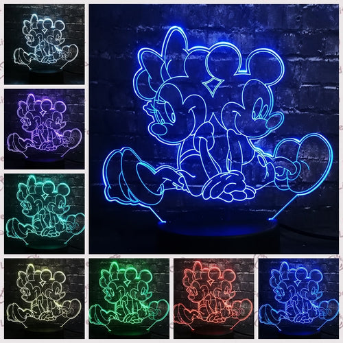 Minnie Maus / Mickey Maus 3D Lampe mit Farbwechsel Effekt kaufen
