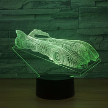 Lade das Bild in den Galerie-Viewer, 3D LED Lampe mit Batman Batmobile Motiv - Farbwechsel und Touch kaufen
