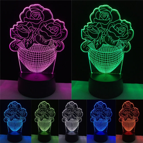 LED Lampe mit 3D Effekt - Blumen Design - Magischer Farbwechsel kaufen