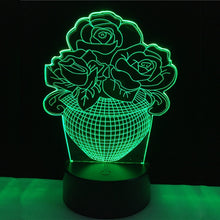 Lade das Bild in den Galerie-Viewer, LED Lampe mit 3D Effekt - Blumen Design - Magischer Farbwechsel kaufen
