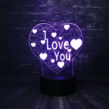 Lade das Bild in den Galerie-Viewer, I Love You Lampe mit romantischen Farbwechsel und 3D Effekt kaufen

