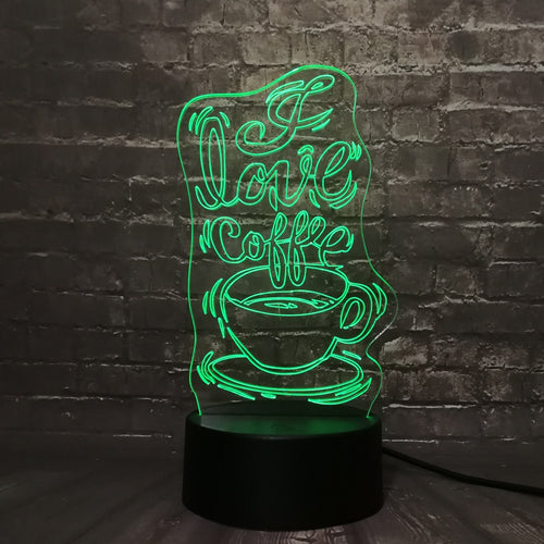 3D LED Lampe - I love Coffee - Für Kaffee Liebhaber - Mit Farbwechsel kaufen