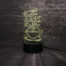 Lade das Bild in den Galerie-Viewer, 3D LED Lampe - I love Coffee - Für Kaffee Liebhaber - Mit Farbwechsel kaufen

