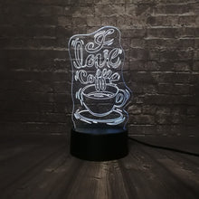 Lade das Bild in den Galerie-Viewer, 3D LED Lampe - I love Coffee - Für Kaffee Liebhaber - Mit Farbwechsel kaufen
