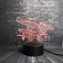 Lade das Bild in den Galerie-Viewer, 3D LED Lampe - Propeller Flugzeug Motiv - Nachtlampe - Tischlampe - Geschenk kaufen
