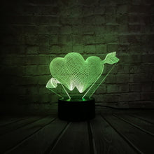 Lade das Bild in den Galerie-Viewer, Lampe mit 3D Effekt und romantischen Herz / Liebe Motiv kaufen
