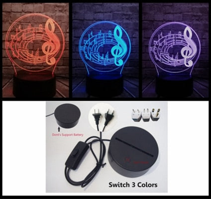 3D LED Lampe im Musik Noten Design - bis zu 7 Farben Farbwechsel kaufen